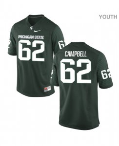 Youth Luke Campbell Michigan State Spartans #62 Nike NCAA Green Authentic College Stitched Football Jersey YI50Z81WT